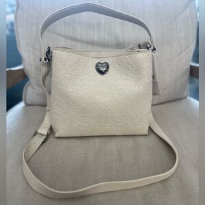 Betsey Johnson Cream Embossed Skull Heart Shoulder Bag NWT